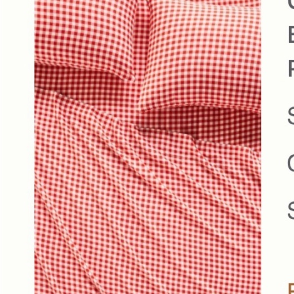 Anthropologie Red Checkered Bedding Sheets